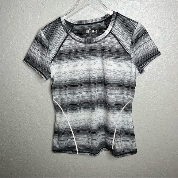 BNWOT Athleta Athletic Striped Workout Top Short Sleeve - Picture 2 of 8